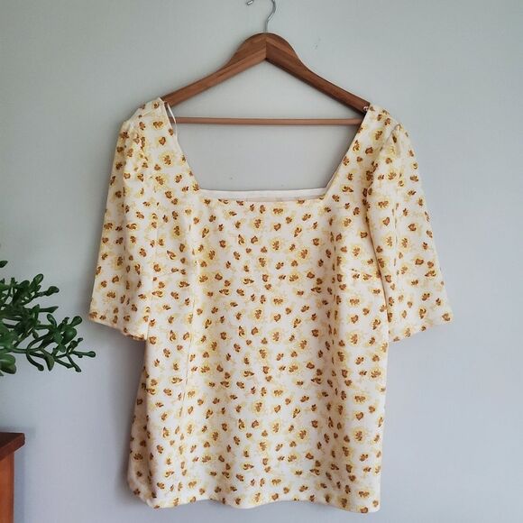 Melloday square neck floral print blouse size 1x - Picture 2 of 6
